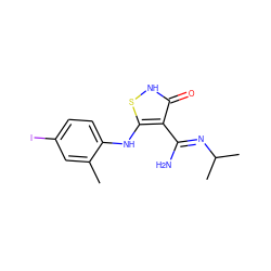 Cc1cc(I)ccc1Nc1s[nH]c(=O)c1/C(N)=N/C(C)C ZINC000034802641