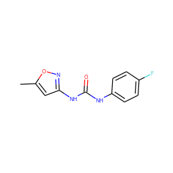 Cc1cc(NC(=O)Nc2ccc(F)cc2)no1 ZINC000000137567