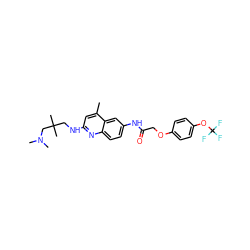 Cc1cc(NCC(C)(C)CN(C)C)nc2ccc(NC(=O)COc3ccc(OC(F)(F)F)cc3)cc12 ZINC000028569517