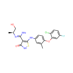Cc1cc(Nc2s[nH]c(=O)c2/C(N)=N/[C@@H](C)CO)ccc1Oc1cc(F)ccc1Cl ZINC000034802690