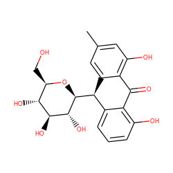 Cc1cc(O)c2c(c1)[C@H]([C@@H]1O[C@H](CO)[C@@H](O)[C@H](O)[C@H]1O)c1cccc(O)c1C2=O ZINC000006070252