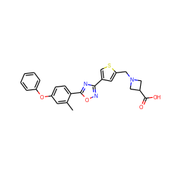 Cc1cc(Oc2ccccc2)ccc1-c1nc(-c2csc(CN3CC(C(=O)O)C3)c2)no1 ZINC000073278293