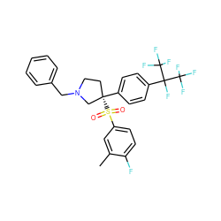 Cc1cc(S(=O)(=O)[C@@]2(c3ccc(C(F)(C(F)(F)F)C(F)(F)F)cc3)CCN(Cc3ccccc3)C2)ccc1F ZINC001772590076