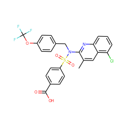 Cc1cc2c(Cl)cccc2nc1N(Cc1ccc(OC(F)(F)F)cc1)S(=O)(=O)c1ccc(C(=O)O)cc1 ZINC000473200814