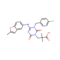 Cc1cc2cc(Nc3nc(=O)n(CC(C)(C)C(=O)O)c(=O)n3Cc3ccc(Cl)cc3)ccc2o1 ZINC000200530429