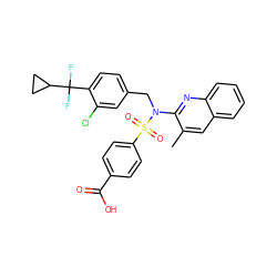 Cc1cc2ccccc2nc1N(Cc1ccc(C(F)(F)C2CC2)c(Cl)c1)S(=O)(=O)c1ccc(C(=O)O)cc1 ZINC000261177357