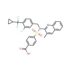 Cc1cc2ccccc2nc1N(Cc1ccc(C(F)(F)C2CC2)c(F)c1)S(=O)(=O)c1ccc(C(=O)O)cc1 ZINC000261103307