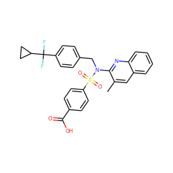 Cc1cc2ccccc2nc1N(Cc1ccc(C(F)(F)C2CC2)cc1)S(=O)(=O)c1ccc(C(=O)O)cc1 ZINC000261135825