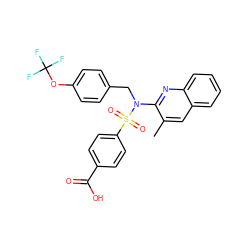Cc1cc2ccccc2nc1N(Cc1ccc(OC(F)(F)F)cc1)S(=O)(=O)c1ccc(C(=O)O)cc1 ZINC000203664277