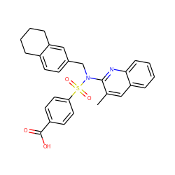 Cc1cc2ccccc2nc1N(Cc1ccc2c(c1)CCCC2)S(=O)(=O)c1ccc(C(=O)O)cc1 ZINC000261139832