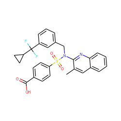 Cc1cc2ccccc2nc1N(Cc1cccc(C(F)(F)C2CC2)c1)S(=O)(=O)c1ccc(C(=O)O)cc1 ZINC000261091042