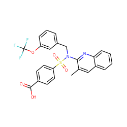 Cc1cc2ccccc2nc1N(Cc1cccc(OC(F)(F)F)c1)S(=O)(=O)c1ccc(C(=O)O)cc1 ZINC000473200976