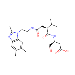 Cc1cc2nc(C)n(CCNC(=O)C[C@H](C(=O)N[C@H](C=O)CC(=O)O)C(C)C)c2cc1C ZINC000058582576