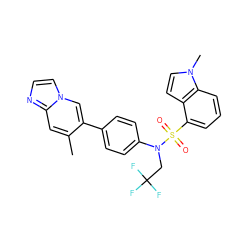Cc1cc2nccn2cc1-c1ccc(N(CC(F)(F)F)S(=O)(=O)c2cccc3c2ccn3C)cc1 ZINC000653917205