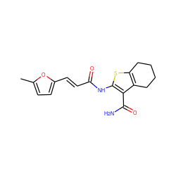 Cc1ccc(/C=C/C(=O)Nc2sc3c(c2C(N)=O)CCCC3)o1 ZINC000000442514
