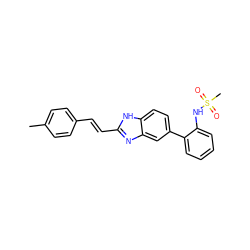 Cc1ccc(/C=C/c2nc3cc(-c4ccccc4NS(C)(=O)=O)ccc3[nH]2)cc1 ZINC000142945686