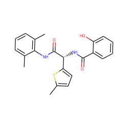 Cc1ccc([C@@H](NC(=O)c2ccccc2O)C(=O)Nc2c(C)cccc2C)s1 ZINC000071341702