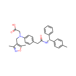 Cc1ccc([C@H](NC(=O)Cc2ccc(N(CC(=O)O)Cc3c(C)noc3C)cc2)c2ccccc2)cc1 ZINC000205962489