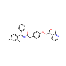 Cc1ccc([C@H](NC(=O)Cc2ccc(OC[C@H](O)c3cccnc3C)cc2)c2ccccc2)c(C)c1 ZINC000206012875