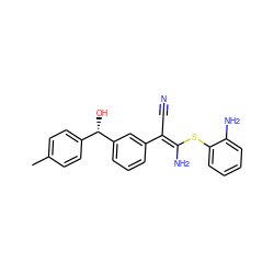 Cc1ccc([C@H](O)c2cccc(/C(C#N)=C(\N)Sc3ccccc3N)c2)cc1 ZINC000038145381