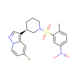 Cc1ccc([N+](=O)[O-])cc1S(=O)(=O)N1CCC[C@H](c2cnn3ccc(Br)cc23)C1 ZINC000103299219