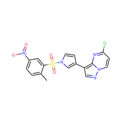 Cc1ccc([N+](=O)[O-])cc1S(=O)(=O)n1ccc(-c2cnn3ccc(Cl)nc23)c1 ZINC000473125780