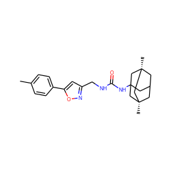 Cc1ccc(-c2cc(CNC(=O)NC34CC5C[C@](C)(C3)C[C@@](C)(C5)C4)no2)cc1 ZINC000473154546