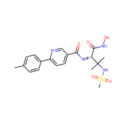 Cc1ccc(-c2ccc(C(=O)N[C@H](C(=O)NO)C(C)(C)NS(C)(=O)=O)cn2)cc1 ZINC001772599717