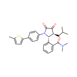Cc1ccc(-c2ccc(N3C(=O)C(=O)[C@@H](C(=O)C(C)C)[C@@H]3c3ccccc3C(=O)N(C)C)cc2)s1 ZINC000169696062