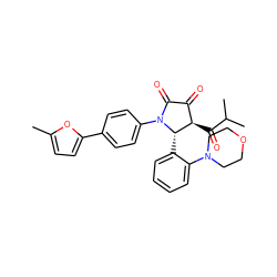 Cc1ccc(-c2ccc(N3C(=O)C(=O)[C@@H](C(=O)C(C)C)[C@@H]3c3ccccc3N3CCOCC3)cc2)o1 ZINC000169696357