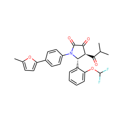 Cc1ccc(-c2ccc(N3C(=O)C(=O)[C@@H](C(=O)C(C)C)[C@@H]3c3ccccc3OC(F)F)cc2)o1 ZINC000169695922