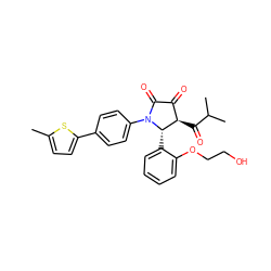 Cc1ccc(-c2ccc(N3C(=O)C(=O)[C@@H](C(=O)C(C)C)[C@@H]3c3ccccc3OCCO)cc2)s1 ZINC000169695566