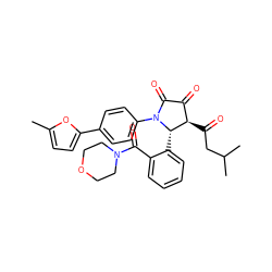 Cc1ccc(-c2ccc(N3C(=O)C(=O)[C@@H](C(=O)CC(C)C)[C@@H]3c3ccccc3C(=O)N3CCOCC3)cc2)o1 ZINC000169696437