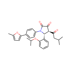 Cc1ccc(-c2ccc(N3C(=O)C(=O)[C@@H](C(=O)CC(C)C)[C@@H]3c3ccccc3OC(C)C)cc2)o1 ZINC000169696050