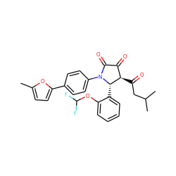 Cc1ccc(-c2ccc(N3C(=O)C(=O)[C@@H](C(=O)CC(C)C)[C@@H]3c3ccccc3OC(F)F)cc2)o1 ZINC000169695934