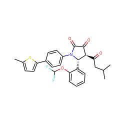 Cc1ccc(-c2ccc(N3C(=O)C(=O)[C@@H](C(=O)CC(C)C)[C@@H]3c3ccccc3OC(F)F)cc2)s1 ZINC000169695846