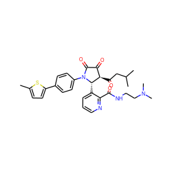 Cc1ccc(-c2ccc(N3C(=O)C(=O)[C@@H](C(=O)CC(C)C)[C@@H]3c3cccnc3C(=O)NCCN(C)C)cc2)s1 ZINC000169696719