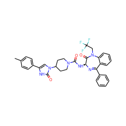 Cc1ccc(-c2cn(C3CCN(C(=O)N[C@@H]4N=C(c5ccccc5)c5ccccc5N(CC(F)(F)F)C4=O)CC3)c(=O)[nH]2)cc1 ZINC000036177939