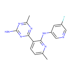 Cc1ccc(-c2nc(C)nc(N)n2)c(Nc2cncc(F)c2)n1 ZINC000113230030
