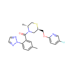 Cc1ccc(-n2nccn2)c(C(=O)N2C[C@H](COc3ccc(F)cn3)SC[C@H]2C)c1 ZINC000205187423