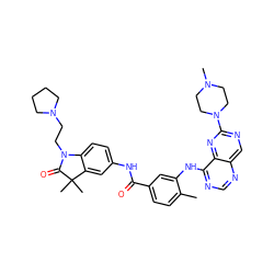 Cc1ccc(C(=O)Nc2ccc3c(c2)C(C)(C)C(=O)N3CCN2CCCC2)cc1Nc1ncnc2cnc(N3CCN(C)CC3)nc12 ZINC000148177321