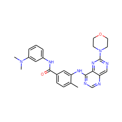 Cc1ccc(C(=O)Nc2cccc(N(C)C)c2)cc1Nc1ncnc2cnc(N3CCOCC3)nc12 ZINC000148239700