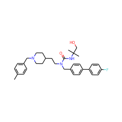Cc1ccc(CN2CCC(CCN(Cc3ccc(-c4ccc(F)cc4)cc3)C(=O)NC(C)(C)CO)CC2)cc1 ZINC000028874485