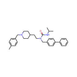 Cc1ccc(CN2CCC(CCN(Cc3ccc(-c4ccccc4)cc3)C(=O)NC(C)C)CC2)cc1 ZINC000028874276