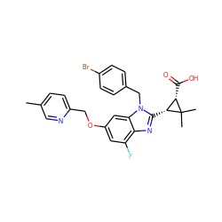 Cc1ccc(COc2cc(F)c3nc([C@@H]4[C@H](C(=O)O)C4(C)C)n(Cc4ccc(Br)cc4)c3c2)nc1 ZINC000221568581