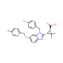 Cc1ccc(COc2ccc3nc([C@@H]4[C@@H](C(=O)O)C4(C)C)n(Cc4ccc(Br)cc4)c3c2)nc1 ZINC000218060369