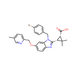 Cc1ccc(COc2ccc3nc([C@@H]4[C@H](C(=O)O)C4(C)C)n(Cc4ccc(Br)cc4)c3c2)nc1 ZINC000218059990