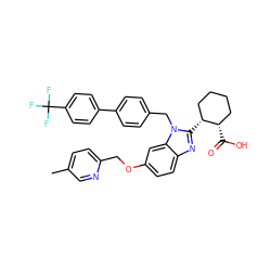 Cc1ccc(COc2ccc3nc([C@@H]4CCCC[C@@H]4C(=O)O)n(Cc4ccc(-c5ccc(C(F)(F)F)cc5)cc4)c3c2)nc1 ZINC000212372823