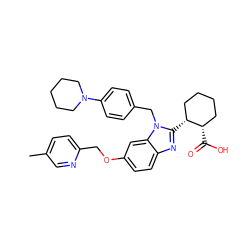 Cc1ccc(COc2ccc3nc([C@@H]4CCCC[C@@H]4C(=O)O)n(Cc4ccc(N5CCCCC5)cc4)c3c2)nc1 ZINC000226017362