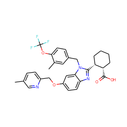 Cc1ccc(COc2ccc3nc([C@@H]4CCCC[C@@H]4C(=O)O)n(Cc4ccc(OC(F)(F)F)c(C)c4)c3c2)nc1 ZINC000226041803
